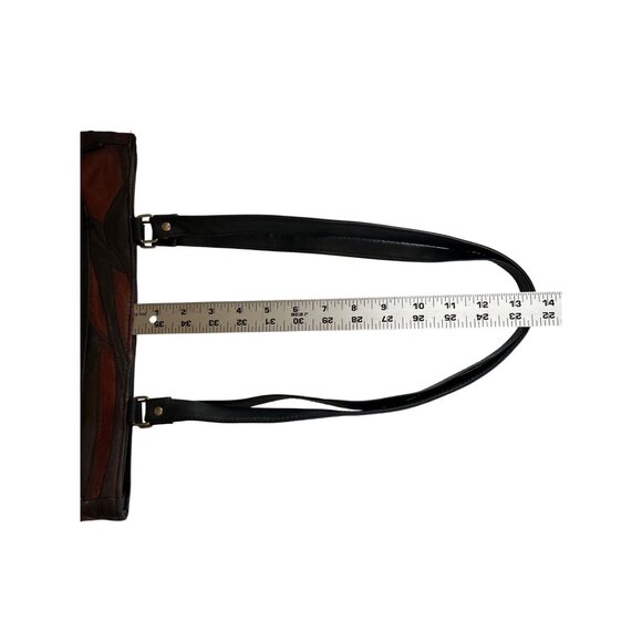 Vintage Brown Patchwork Leather Shoulder Bag With Multiple Zipper Pockets - Picture 8 of 8